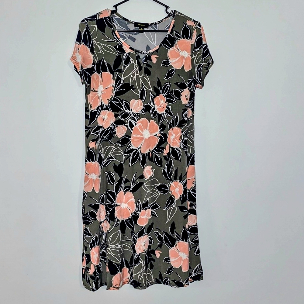 Peachy Pink Stretchy Women's Floral Print Dress